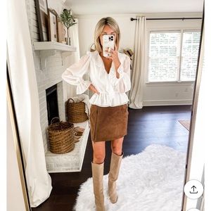 Loft White and gold ruffle top